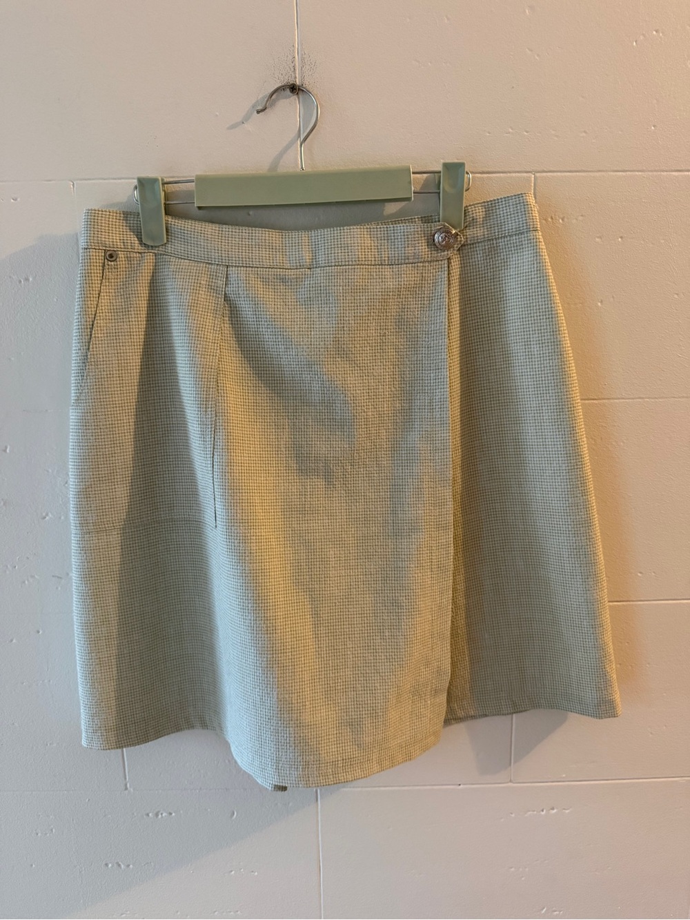 90s Vintage Green White Gingham Coquette Wrap Skort | Medium